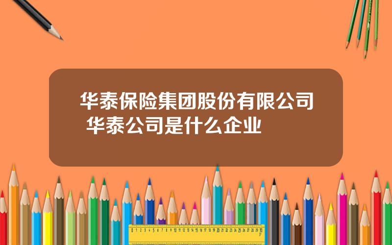 华泰保险集团股份有限公司 华泰公司是什么企业